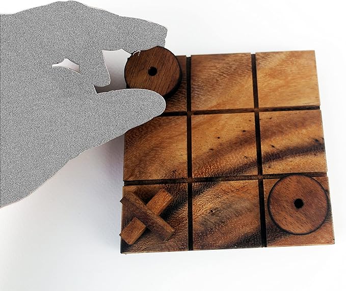 Tic Tac Toe Wooden Classic Game 5.5 x 5.5 in Travel Board Toy for Children and Adult Home Decor Room Gift Set Coffee Break Family Time
