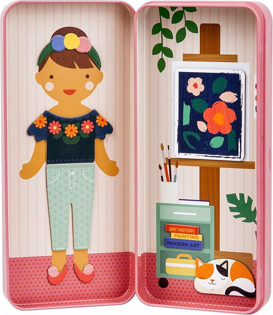 Petit Collage Shine Bright Studio Dress Up Game - Magnetic Board with Mix & Match Pieces, Ideal for Ages 3+, Includes 2 Scenes & 25 Creative Pieces