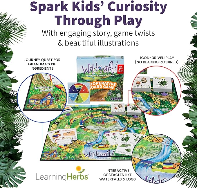 Wildcraft! an Herbal Adventure Game/Family Game: Cooperative Board Games for 4+ Year Olds Learn 25 Herbs – Coop Board Games/Educational Games w/Learning Tools, incl. Plant Guide & Coloring Book