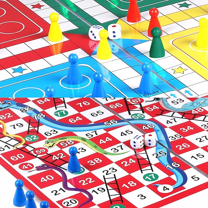 Ankit Toys & Games Ludo and Snake & Ladders (Saap Seedhi) Board Game Set for 6+ Years Kids & Adults | Indoor Ludo Board Game | Travel Strategy Game (Ludo Senior+)