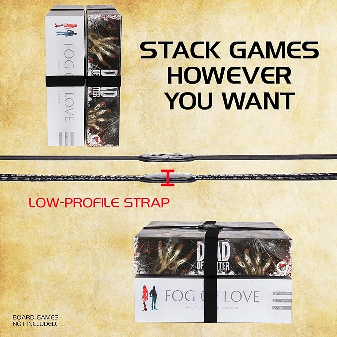 ENHANCE Board Game Bands - Elastic Box Bands with Durable Textured Grip to Keep Lids Closed on Board Boxes, Tabletop/Card Games Without Rubbing During Travel & Storage (Set of 5)