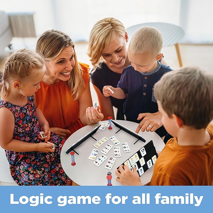 Queensell Rummy Cube Game Classic with Metal Case, Timers and Holders, Classic Rummy Game for Kids and Adults