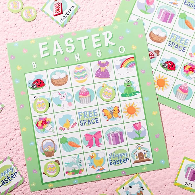 JOYIN 28 Players Easter Bingo Cards (5x5) for Easter Party Goodies Games, Kids School Classroom Gift, Indoor Family Activities, Basket Filler Stuffers