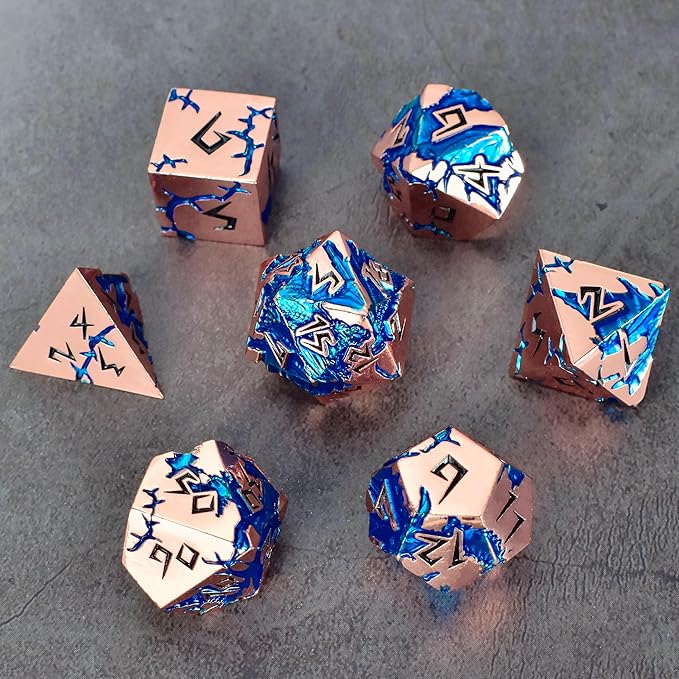 Rule Dice Metal DND Dice Set Dungeons and Dragons Dice, D&D Dice Unique Polyhedral MTG RPG Role Playing D and D Dice Set, Role Playing Game Dice Set with D & D Dice Gifts Box(Rose Gold)