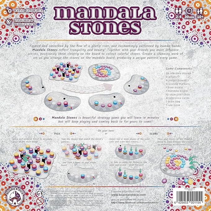 Board and Dice Mandala Stones