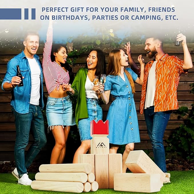 Kubb Yard Game Outdoor Games Viking Chess for Kids and Adults New Zealand Pine Wooden Toss Game with Carrying Case, Backyard Lawn Game with Measuring Tape for Family Kids Adults