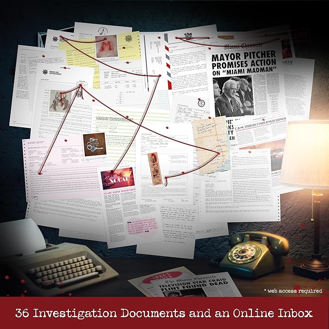Unsolved murder mystery game - Cold Case Files Investigation - CRYPTIC KILLERS - Detective clues/evidence - Solve the crime - For individuals, date nights & party groups - "Murder in Miami"