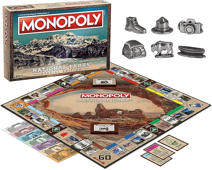 Monopoly National Parks 2020 Edition | Featuring Over 60 National Parks from Across The United States | Iconic Locations Such as Yellowstone, Yosemite, Grand Canyon, and More | Licensed Monopoly Game