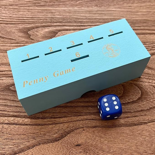 CBLKUS Penny Game, Fantastic Board Game for Family, Coin Game Wood Box for 2+ Player, Simple Strategic Dice Game with Coins, Get Rid Pennies to Win
