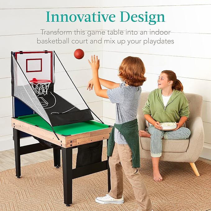 Best Choice Products 13-in-1 Combo Game Table Set for Home, Game Room, Friends & Family w/Ping Pong, Foosball, Basketball, Air Hockey, Archery, Chess, Checkers, Shuffleboard, Bowling
