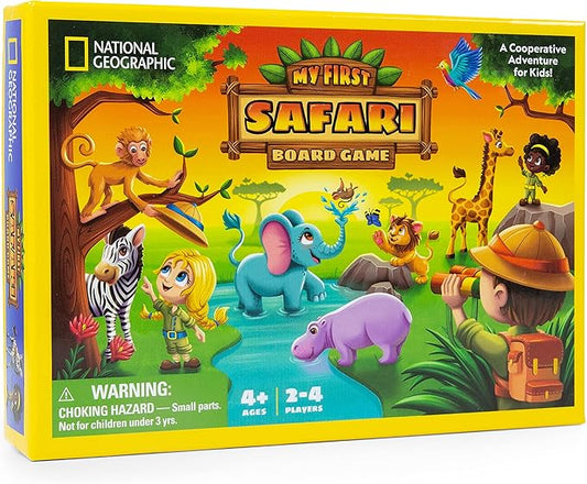 NATIONAL GEOGRAPHIC My First Safari Board Game for Kids 4-6 – Animal Game for Kids & Adults, Cooperative Fun Perfect for Family Game Night, Kids Board Games, Games for Family Night
