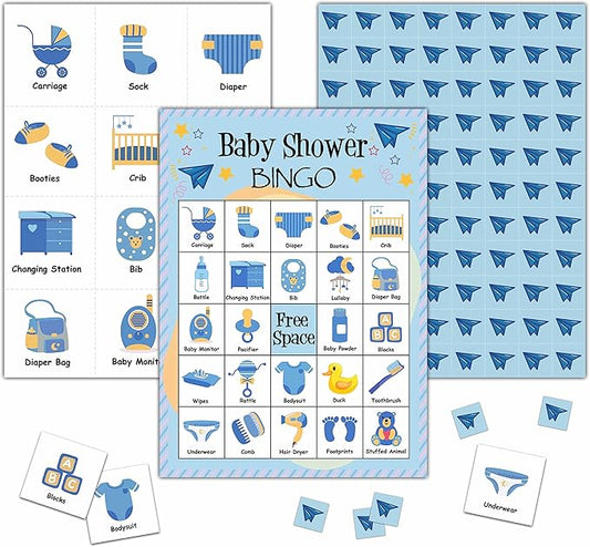 Baby Shower Bingo Game Cards - 24 Players Bingo Game Set Indoor Outdoor Activities - Baby Shower Party, Gender Reveal Party Favors Supplies -A07