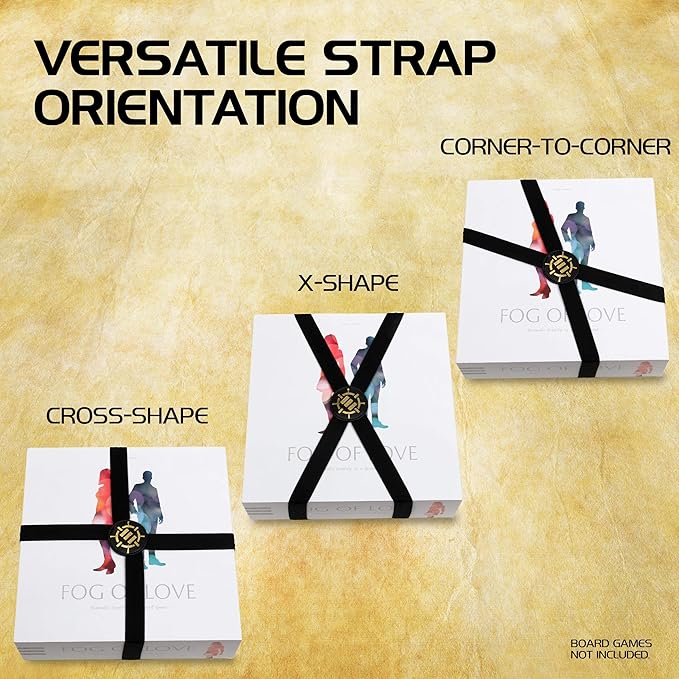 ENHANCE Board Game Bands - Elastic Box Bands with Durable Textured Grip to Keep Lids Closed on Board Boxes, Tabletop/Card Games Without Rubbing During Travel & Storage (Set of 5)