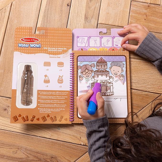 Melissa & Doug Scented Water Wow! Reusable Water-Reveal Coloring Activity Pad Travel Toy – Treats