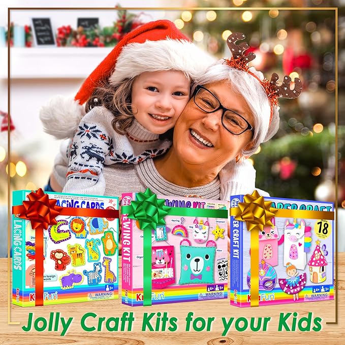 KRAFUN Beginner Unicorn My First Lacing Card Kit for Kids Arts & Crafts, 5 Easy Princess Lacing Projects, Paper Art Craft Cards for Toddlers, Fine Motor Preschool Skills Toys