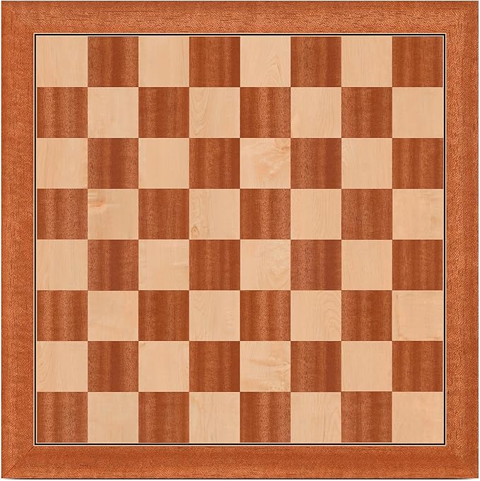 A&A 18.875" Professional Wooden Tournament Chess Board/Mahogany & Maple Inlaid / 2.0" Squares w/o Notation