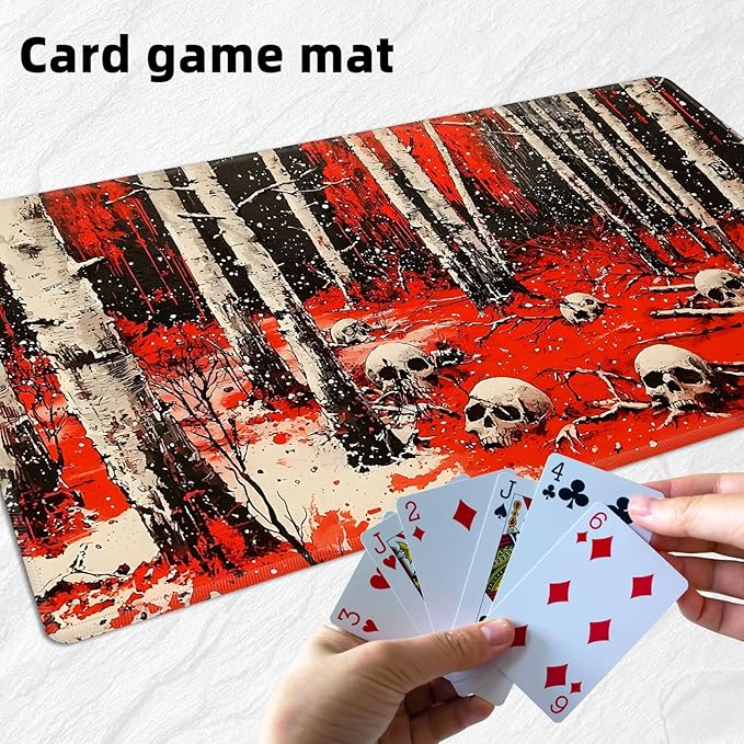 for MTG Playmat with Storage Bags, Card Playmat for TCG Card Playing Game,Rollable & Foldable for PTCG and Board Game Mat for Cards,Non-Slip Skulls Desk Mat for Home Office