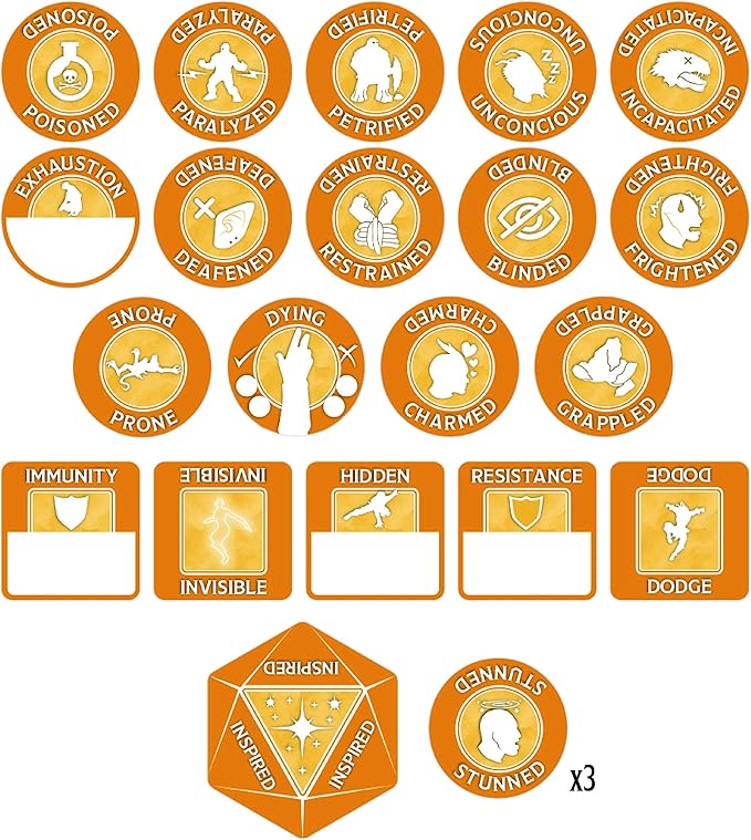 Gale Force 9 D&D 72511 Monk Token Set (Player Board & 23 Tokens)