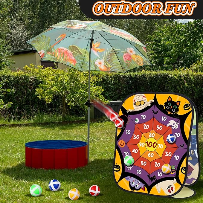 Blosssound Halloween Bean Bag Toss Games Set Double-Sided Foldable Dart Board with Sticky Balls Halloween Party Games for Family Party Outdoor Indoor Activities