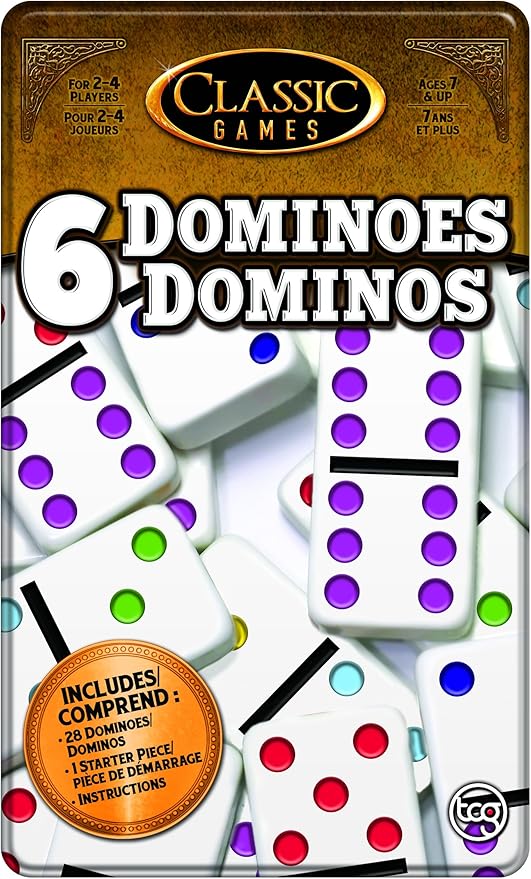 TCG Toys Classic Games - Double 6 Dominoes Tin - Be The First to Win! Great for Boys and Girls Over Age 7
