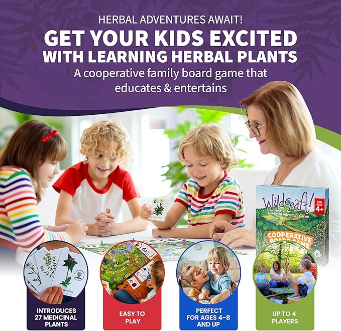 Wildcraft! an Herbal Adventure Game/Family Game: Cooperative Board Games for 4+ Year Olds Learn 25 Herbs – Coop Board Games/Educational Games w/Learning Tools, incl. Plant Guide & Coloring Book