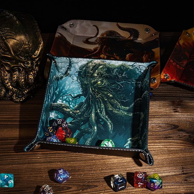 PU Leather DND Dice Trays Portable Dice Rolling Tray Large D&D Dice Storage Case for Desktop Storage and RPG Board Games, Jewelry Valet Tray for Women and Men