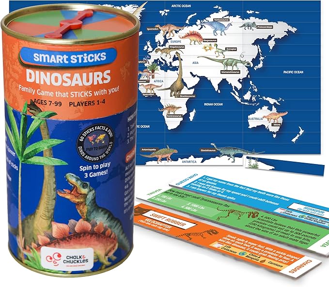 Chalk and Chuckles Smart Sticks Dinosaur Game, Gifts for Kids 8-12 Years, Dinosaur Toys Alternative, Family Games for Kids & Adults, Learning Gifts