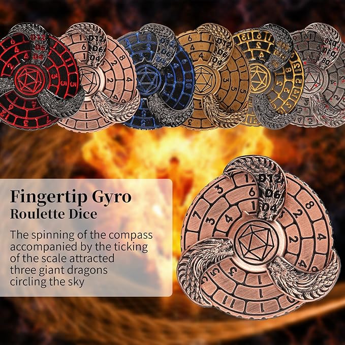 7-in-1 Fingertip Gyro Roulette DND Dice, Metal Dice Set with Gift Box for Roleplaying Games Dungeons and Dragons RPG MTG Table Games