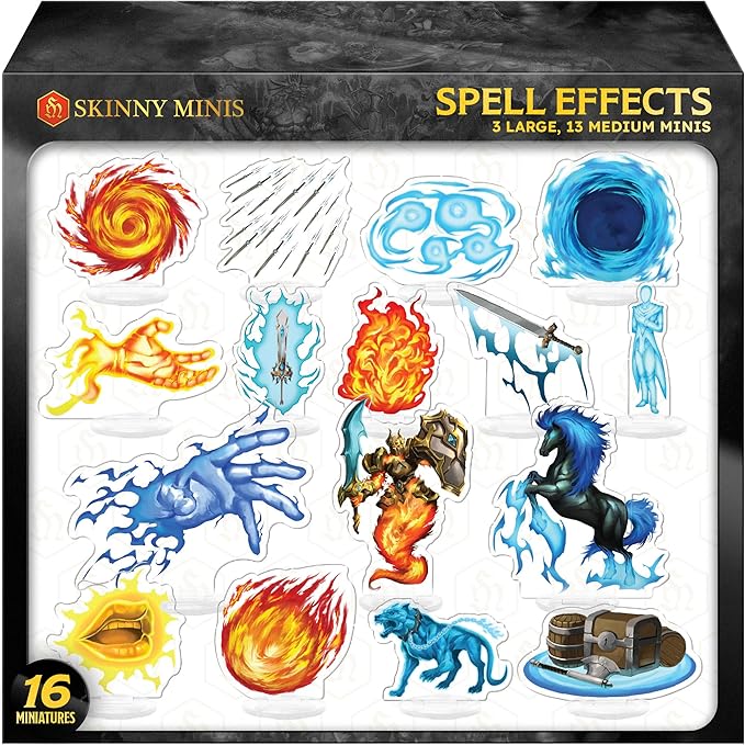 Spell Effects Gift Collection D&D Miniatures for Dungeon Masters - 2D D&D Compatible Miniatures - Durable Acrylic DND Minis - Double-Sided D&D Figures- Fantasy RPG Accessories & DND Gifts