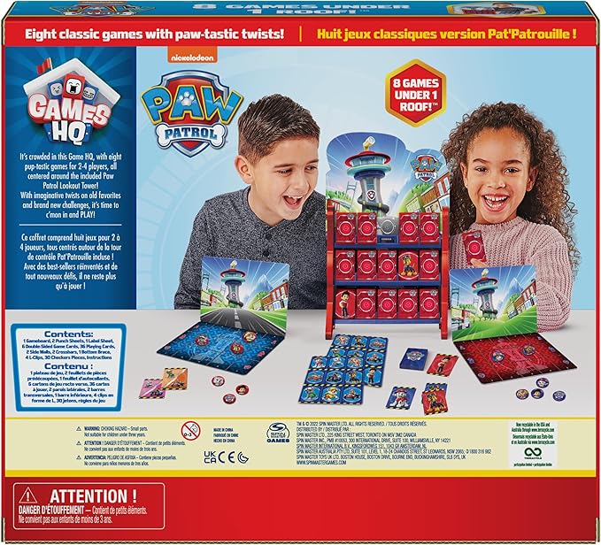 Spin Master Games PAW Patrol, Games HQ Board Games for Kids Checkers Tic Tac Toe Memory Match Bingo Go Fish Card Games PAW Patrol Toys, for Preschoolers Ages 4 and up