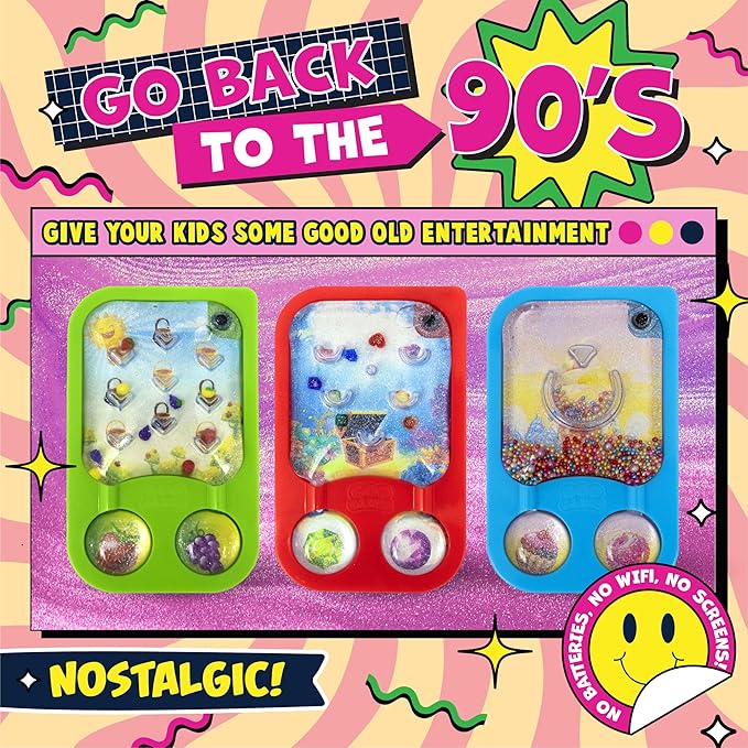 GooGames, Hand-Held Water Games with Floating Treasures, Sensory Fidget Game Adventures, Non-Toxic, No-Mess, Mesmerizing Glitter Fun, 3 Game Cards Included, Refillable, Perfect Travel Toy! (Gems)