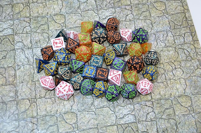 SmartDealsPro Double-Colors Polyhedral Dice Sets with Pouches for D&D DND RPG MTG Dungeon and Dragons Table Board Roll Playing Games D4 D6 D8 D10 D% D12 D20 (6-Color Retro Sets)