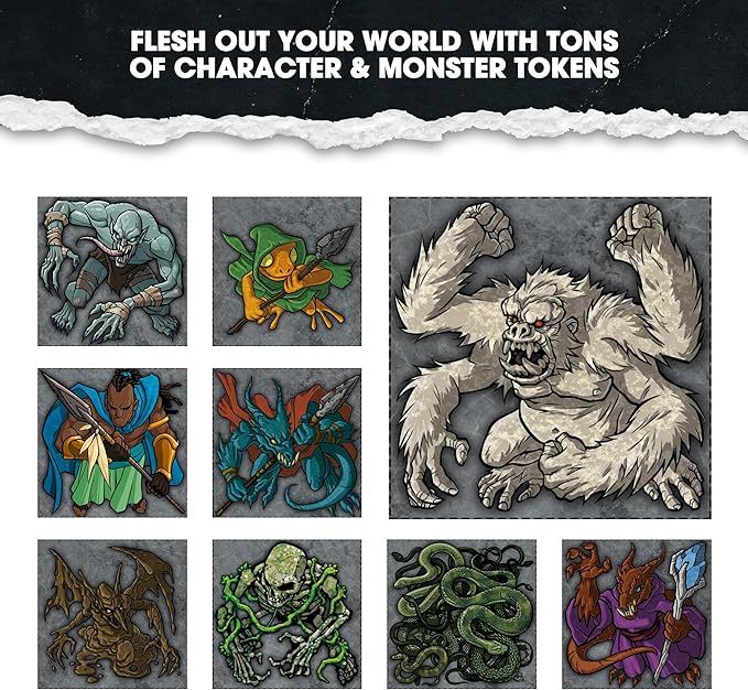 Dungeon Craft Fallen Kingdom DND Map – Double-Sided, Water-Resistant Terrain Set with 1-Inch Grid Overlay – Hundreds of Pieces for Cut, Place & Play