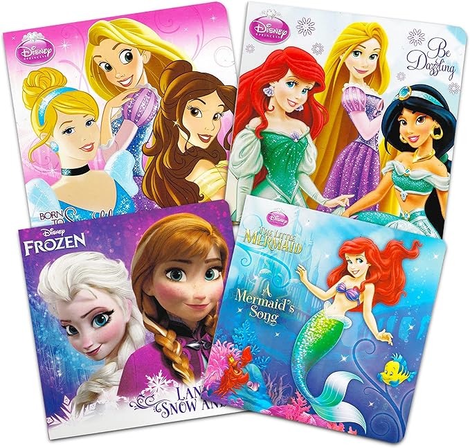 Disney Frozen Pixar Princess Board Book Ultimate Set ~ Bundle Includes 12 Books for Toddlers Featuring Elsa, Ariel, Aladdin, Belle, and Other Disney Favorites