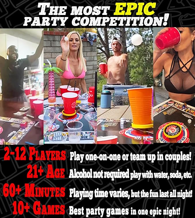 The Ultimate Party Drinking Game for Adults - The Board Game That Combines Beer Pong, Flip Cup, Kings Cup, Drinking Card Games & More Fun Challenges!