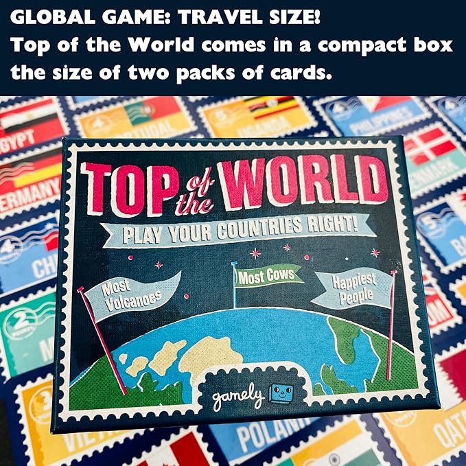 Top of The World: The pocketsize Globe-Trotting Game of top 10s. Travel The World in This Game of Knowledge, Strategy & Crafty Guesswork. Unleash Your Inner Explorer in This Travel Trivia Adventure!