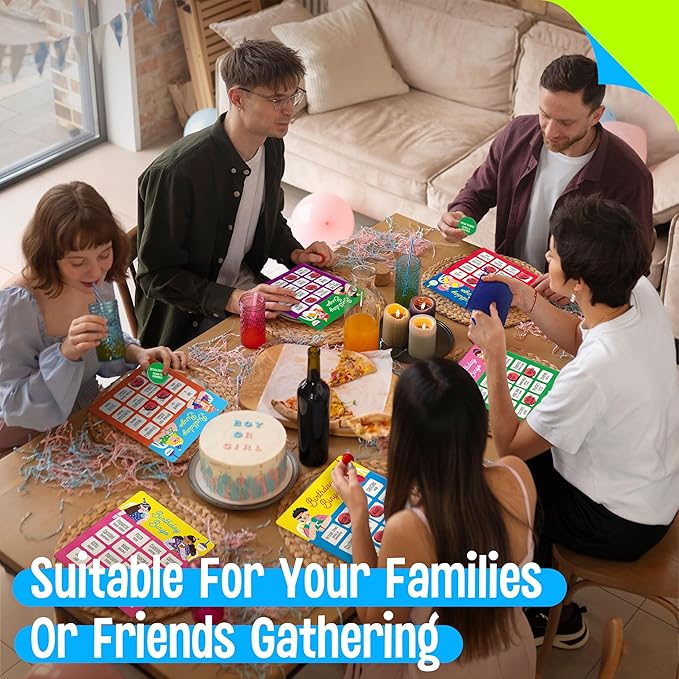 Birthday Bingo Game, 12PCS Bilingual English and Spanish Bingo Board Game, 12 Players Bingo Game Set for Teenager or Adults Birthday Party, Fun Interesting Birthday Activity Favor Decoration Supplies
