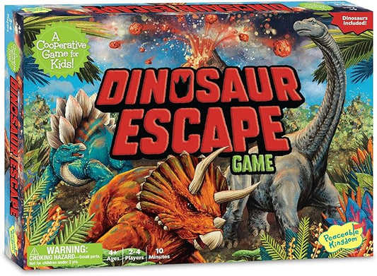 Peaceable Kingdom Dinosaur Escape Cooperative Memory Game of Logic and Luck for 2 - 4 Kids Ages 4 +