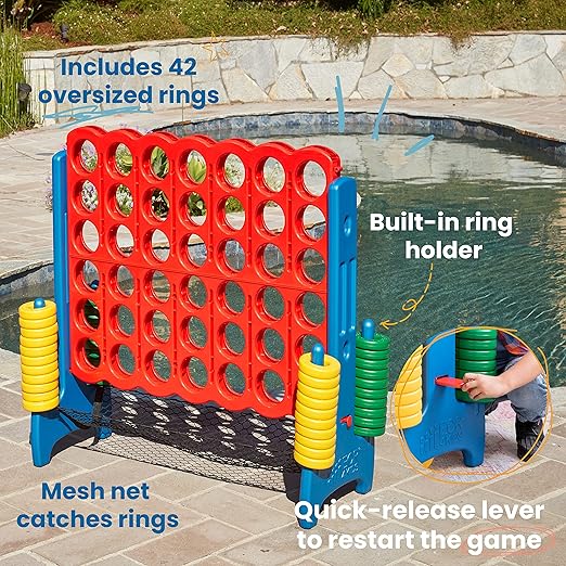 ECR4Kids Jumbo 4-To-Score with Mesh Net and Carry Bag, Giant Game, Assorted