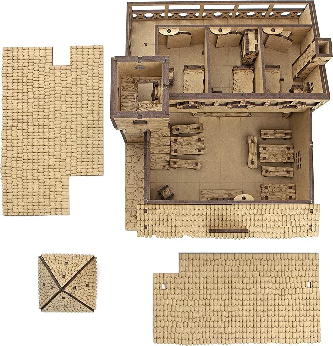 TowerRex Tavern DND Terrain 28mm - Fantasy Miniature for Warhammer, Pathfinder and D&D Tabletop Games