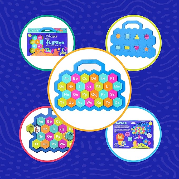 Mobi Flipsee Alphabet Learning Toy - Flip n' Fun Alphabet Board Toy, ABC Montessori Game for Kids, Colorful Letter Tiles Learning Games and Activity - for Ages 12 Months and Up (Pack of 1)