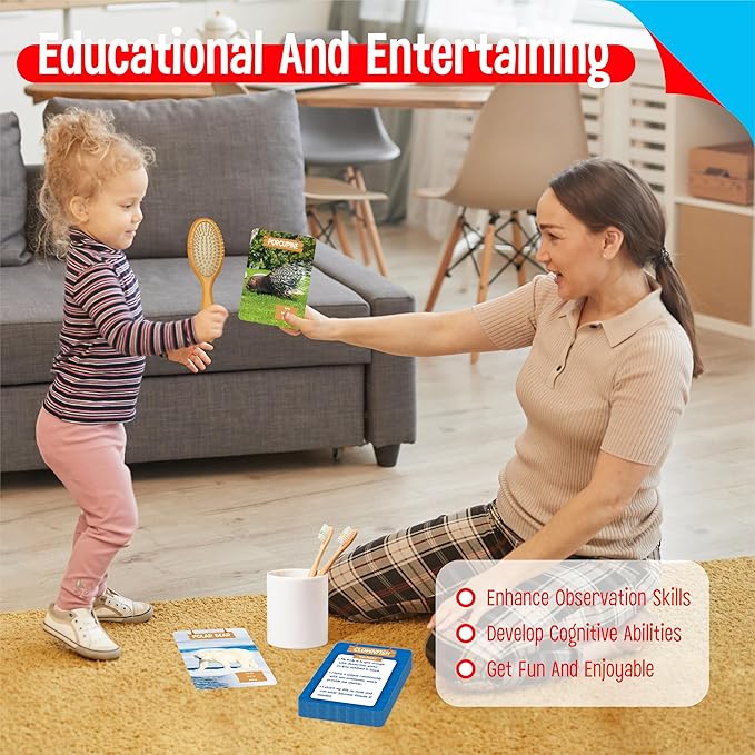 SpriteGru Outdoor Scavenger Hunt Card Game, 50 PCS Animal World Flashcard Jumbo Size Animals Introduction Cards Educational Toys Outside Nature Activity Outdoor Games for Kids & Family