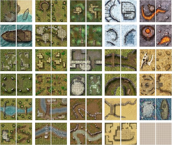 Loke Big Book of Battle Mats Wilds Wrecks & Ruin, Merchandise for RPG Board Game, for Ages 14+