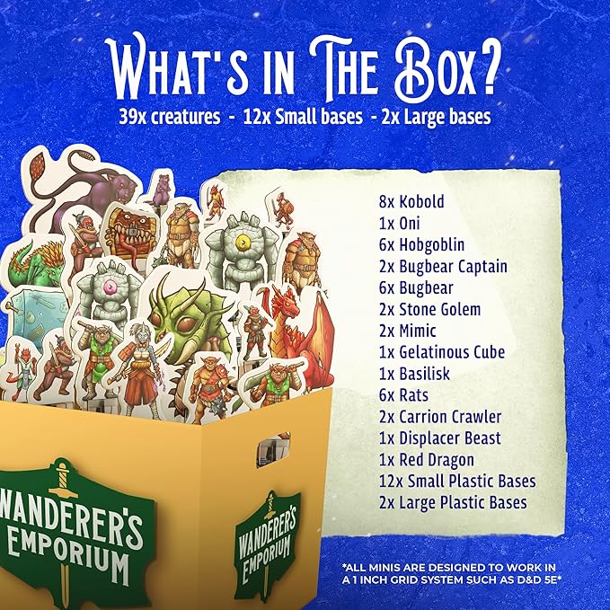 Hard Flat Minis for DND Miniatures with Bases | 28mm - 32mm Scale Dungeons and Dragons Starter Set 5e (Ruthless Pack, 39, Miniatures)