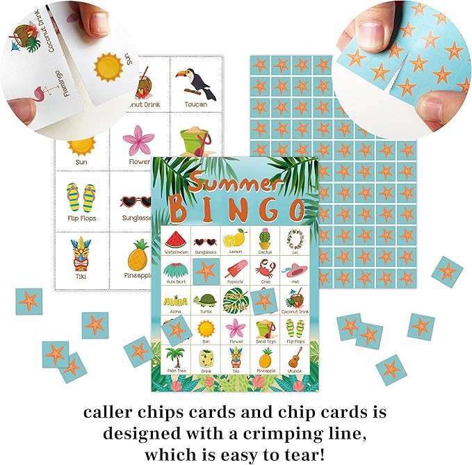 Zodvery Hawaiian Bingo Cards, Tropical Summer Party Activities Bingo Game for Family, Adults Birthday Party, Family Activities Party, Group Activity - 24 Players/07xiatian