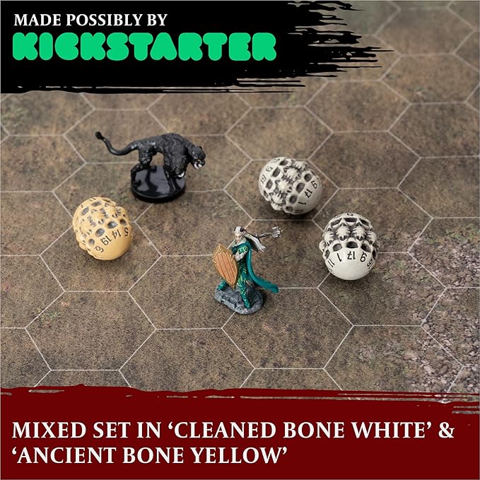 D20 Dice Set - Set of Three 20 Sided Dice - Skull & Bone Themed RPG Dice. Cool & Unique Gift and Compatible with Dungeons & Dragons (DND), D&D, Pathfinder, D and D (Mixed)