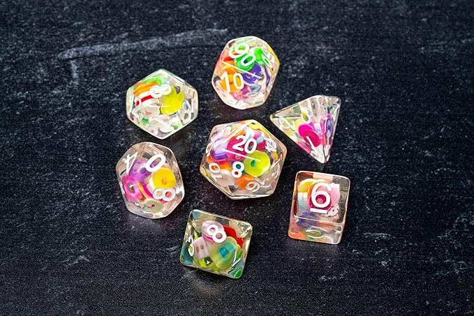 FanRoll 16mm Resin Poly DND Dice Set: Critical Loops, Role Playing Game Dice for Dungeons and Dragons