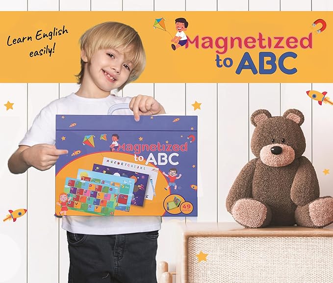 Educational Game for Learning ABC Letters, Numbers & Colors - Magnetic Matching Boards & Erasable Writing Board for Ages 4+