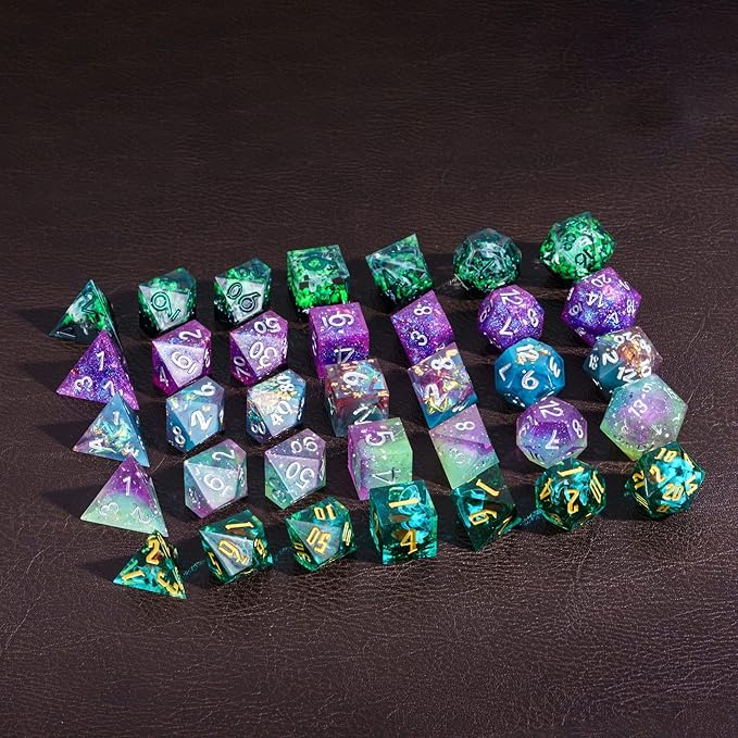 7PCS DND Dice Set,Handmade Sharp Edge Dice Set Mystery Blind Box D&D RPG Polyhedral Resin Dice,for Dungeons and Dragons TTRPG Games Roleplaying Games Pathfinder