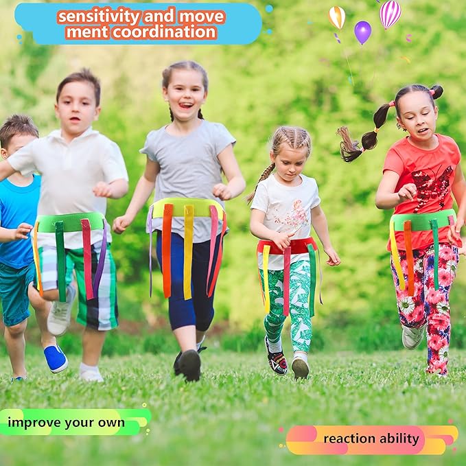 12 Pcs Catch Tail Game Belt Field Games Carnival Yard Games for Kids Adults Field Day Camping Family Birthday Outdoor Activities